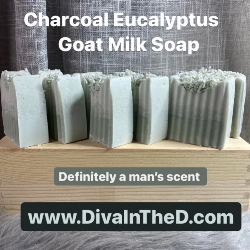 2 Bars Charcoal Eucalyptus Goat Milk Soap